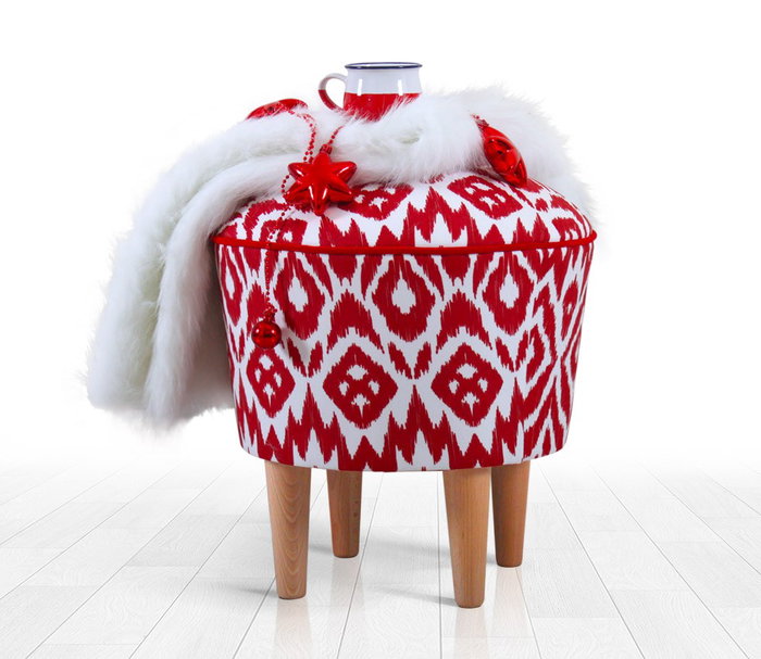 Atelier Del Sofa Puf Bohemio Rojo y Blanco Atelier Del Sofa Puf Bohemio Rojo y Blanco